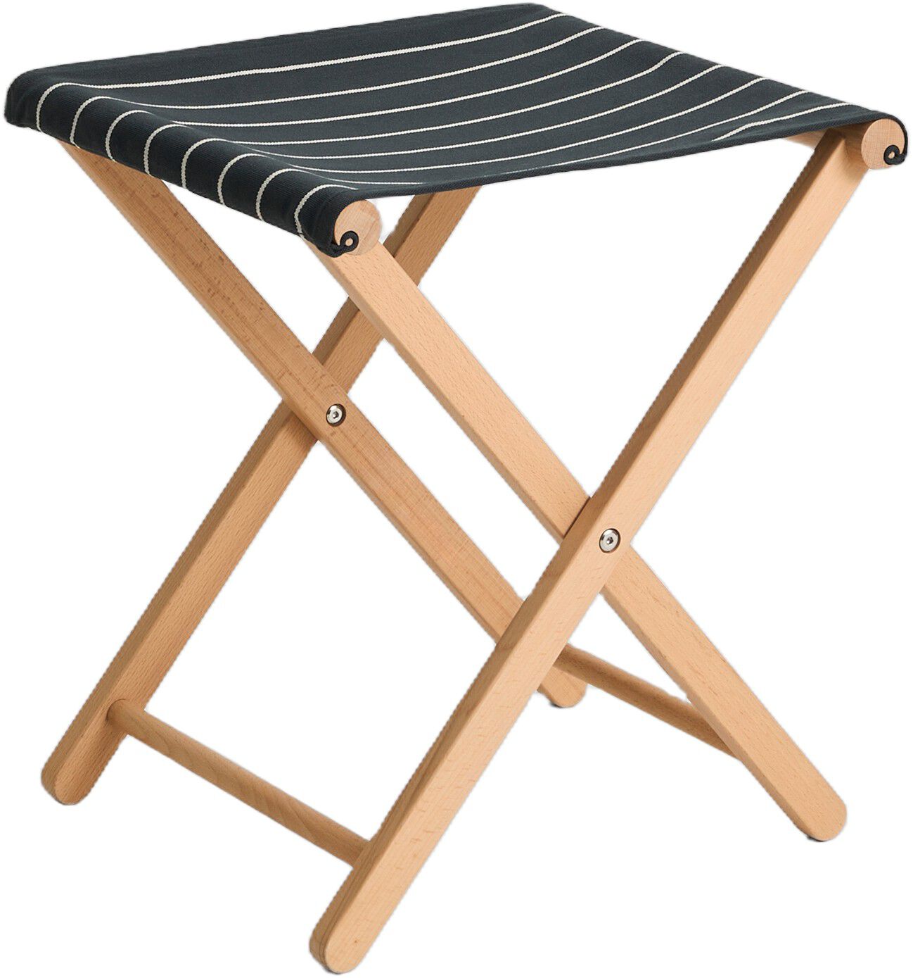 Outdoor Market Folding Stool - Black with beige stripe -