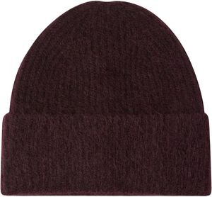 Rib-knit beanie with a folded brim.
