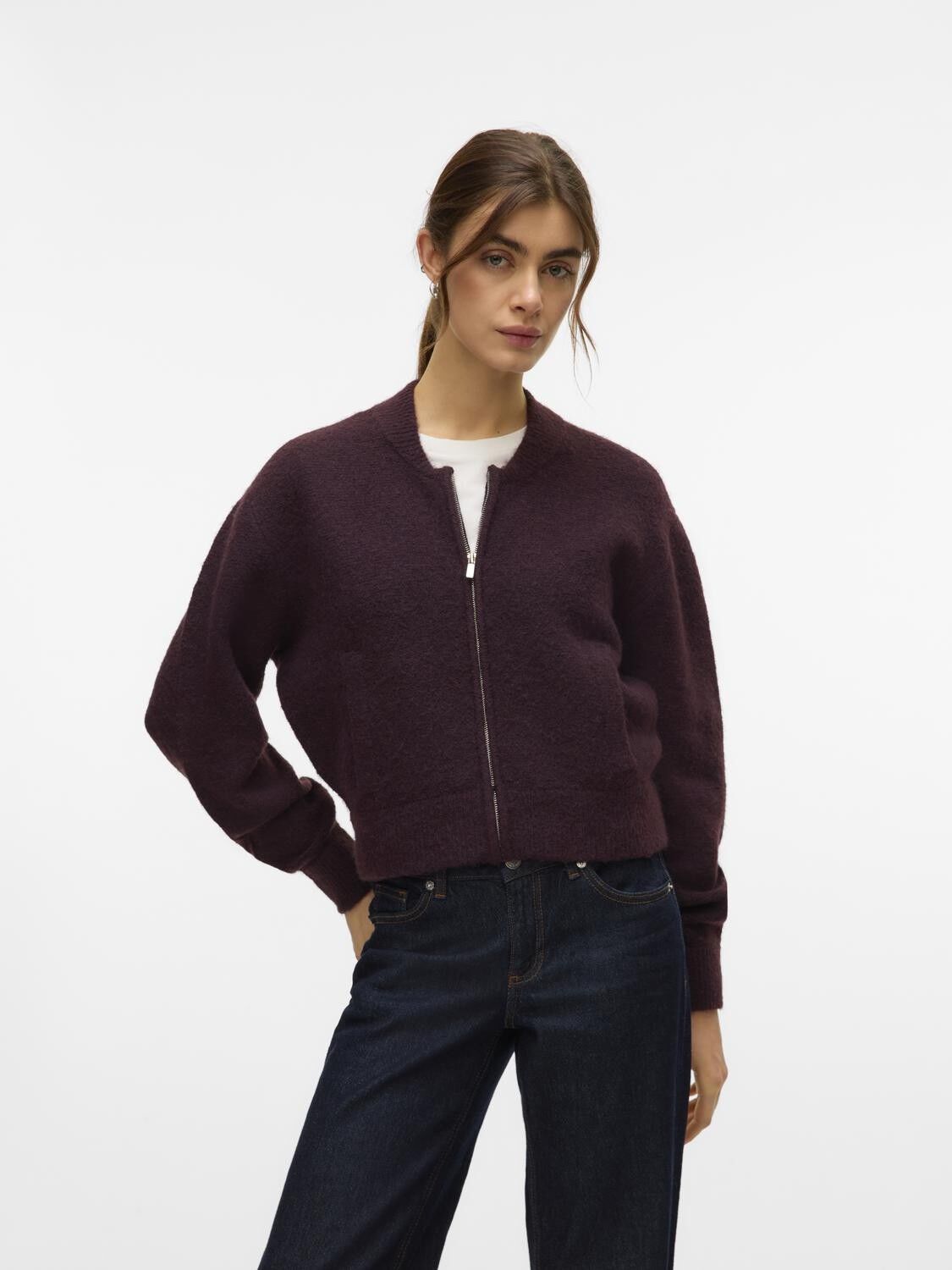 VMHANNA LS O-NECK ZIPPER CARDIGAN B