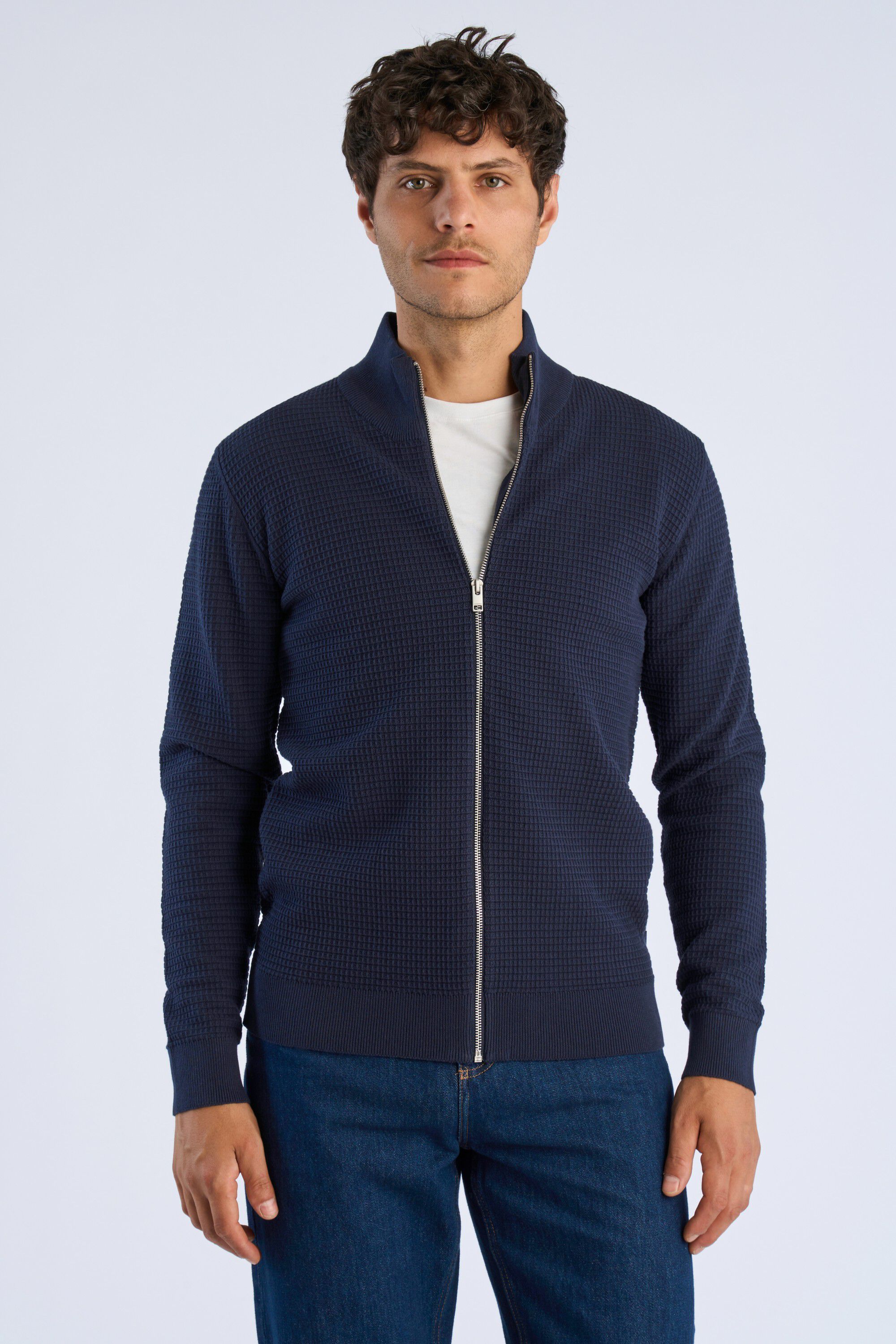Knitted zip cardigan