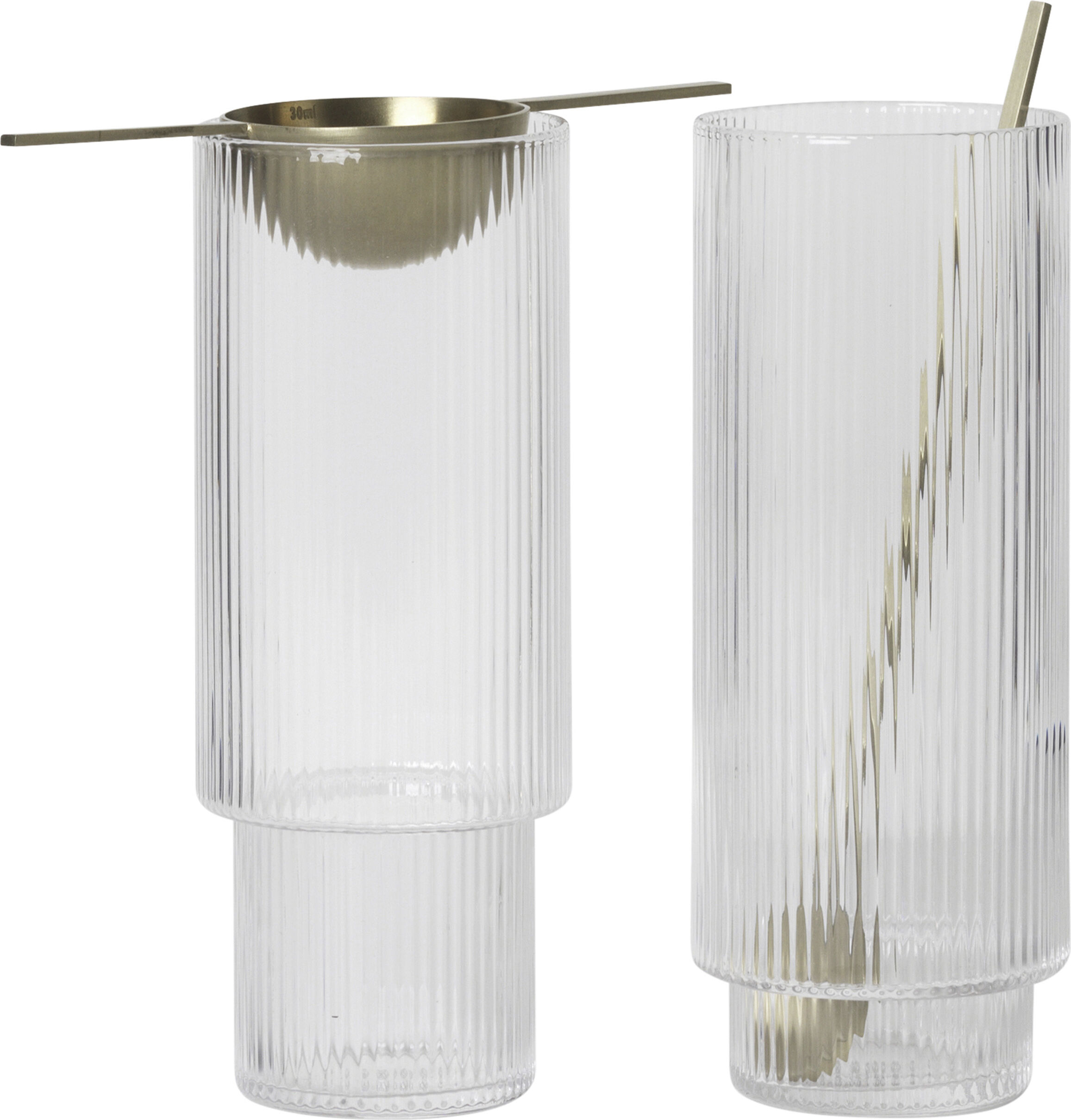 Ripple Long Drink Glasses - Set of 4 - Clear