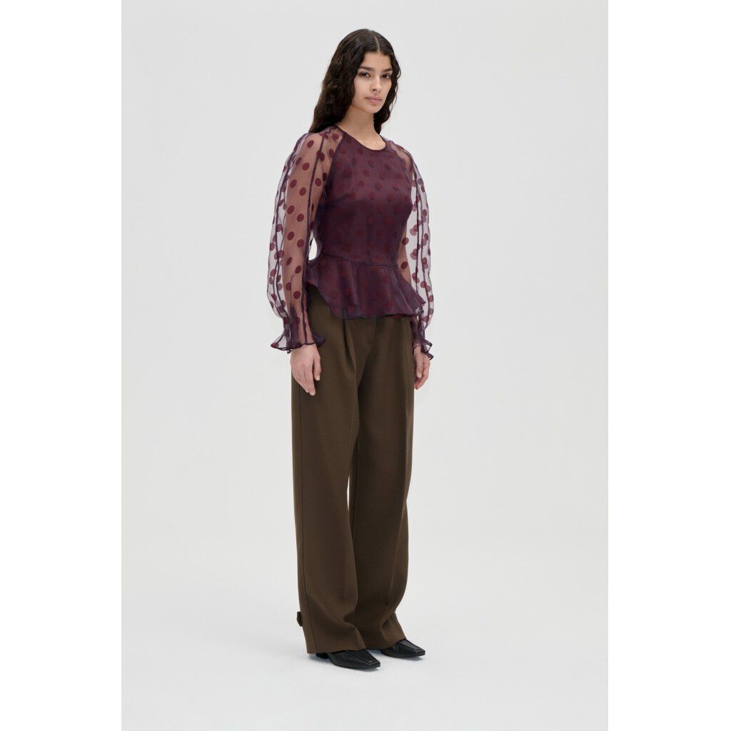 2069 Organza, Sheer Peplum Top