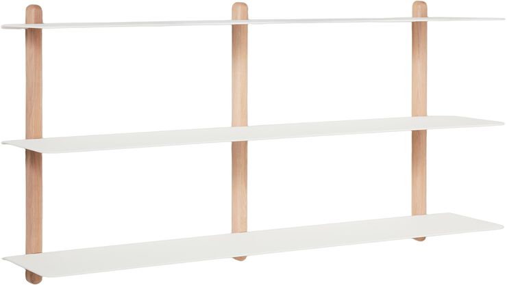 Nivo hylde stor D lys eg/ hvid