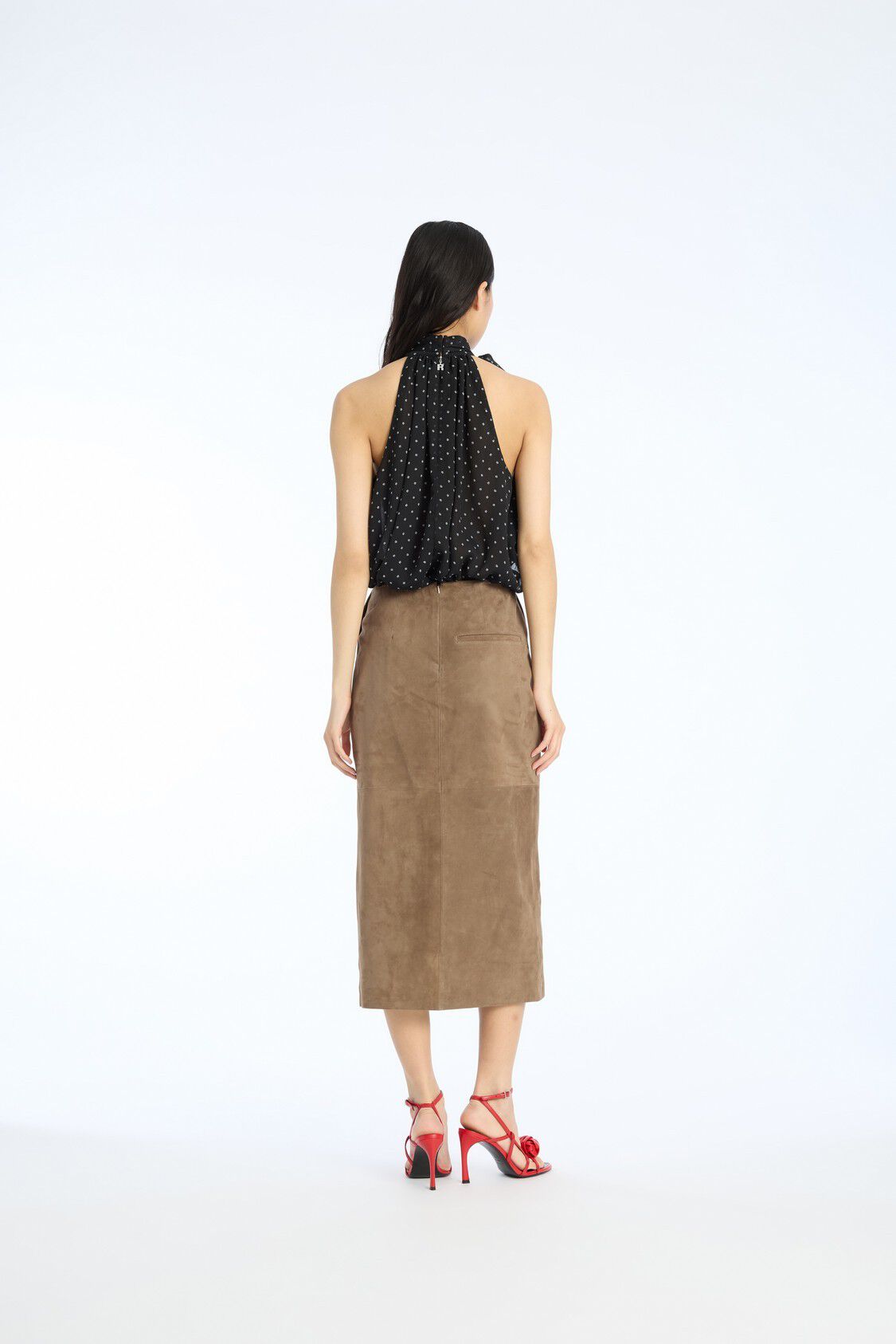 SUEDE MIDI PENCIL SKIRT