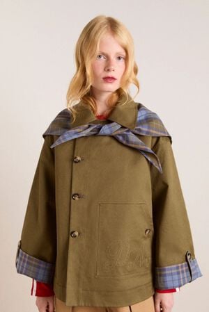 JERRY CROP TRENCH COAT - OLIVE