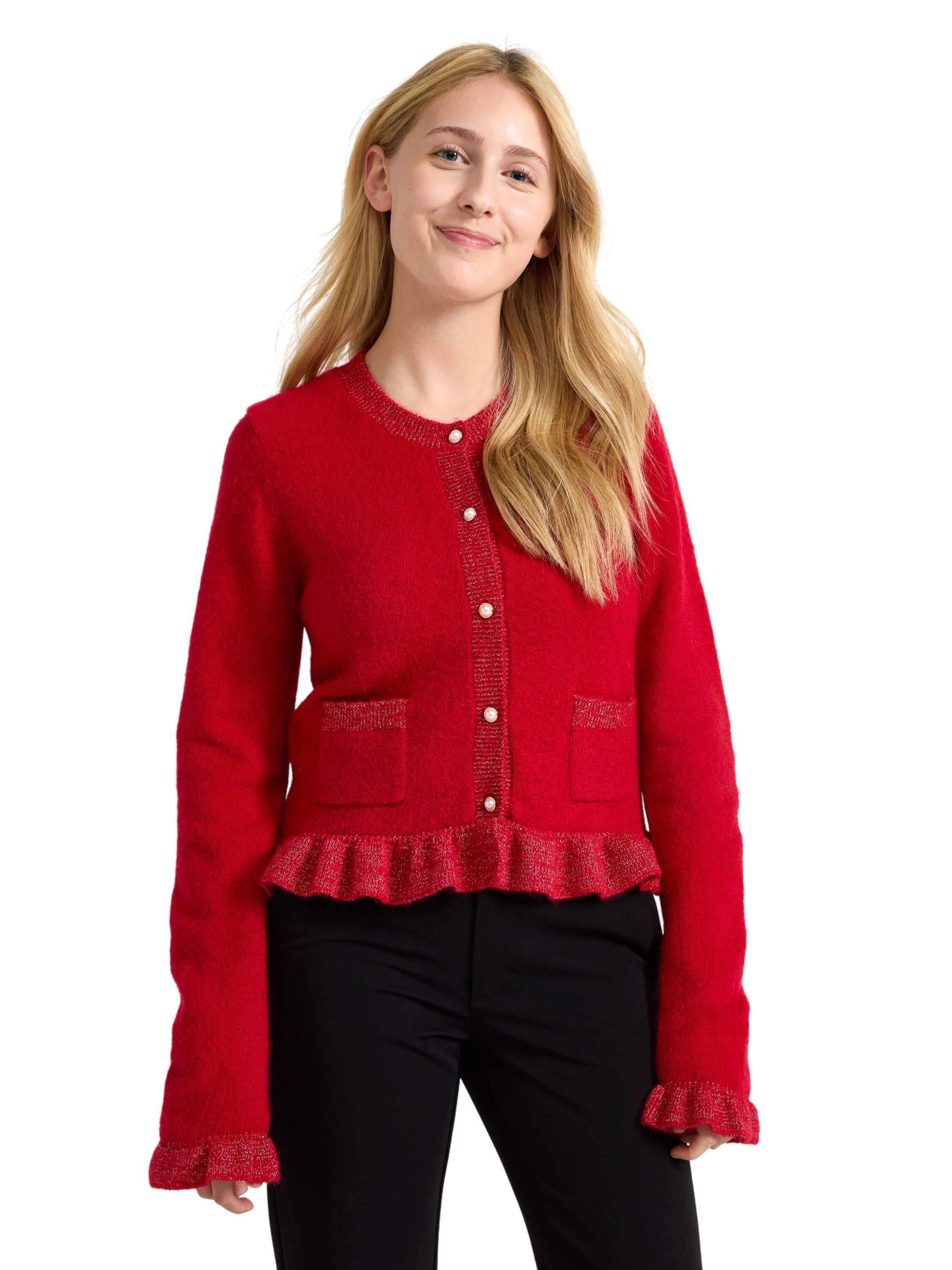Soft knitted cardigan with frilled
