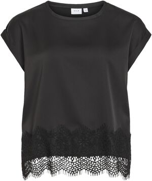 VIELLETTE S/S FULL SATIN LACE TOP -