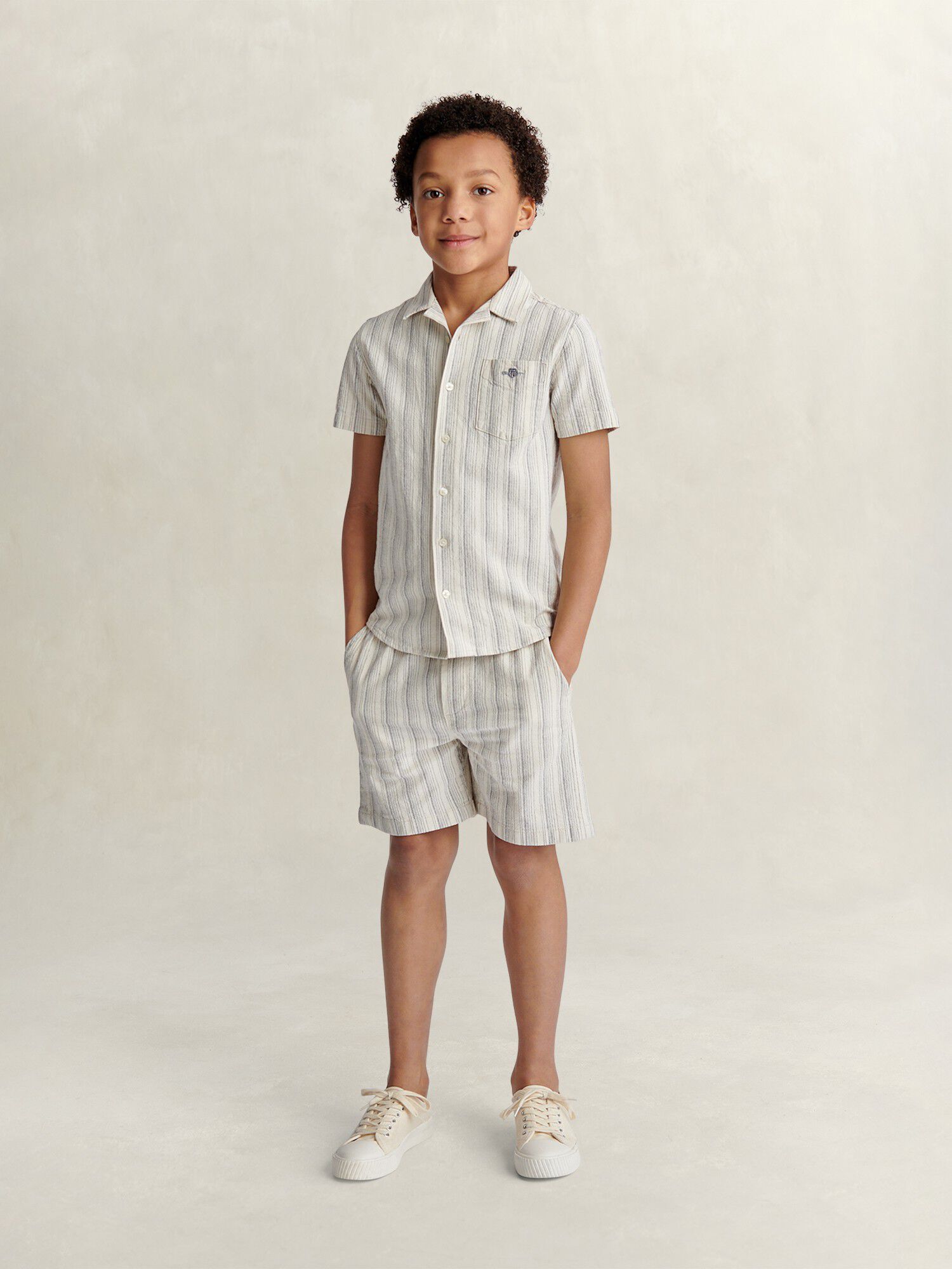 Striped Linen Drawstring Shorts