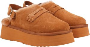 SIPLE - SUEDE MULES WITH HEEL STRAP AND SHEARLING