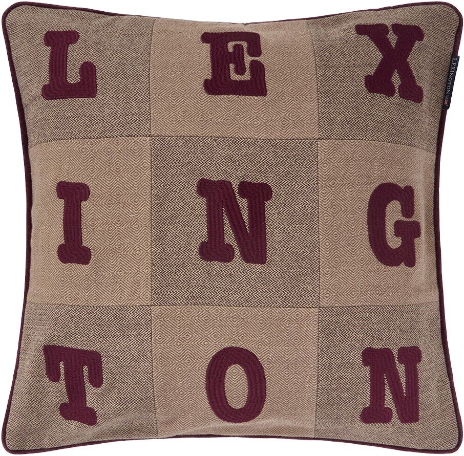 Letter Patch Tweed Organic Cotton Pillow Cover