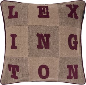Letter Patch Tweed Organic Cotton Pillow Cover