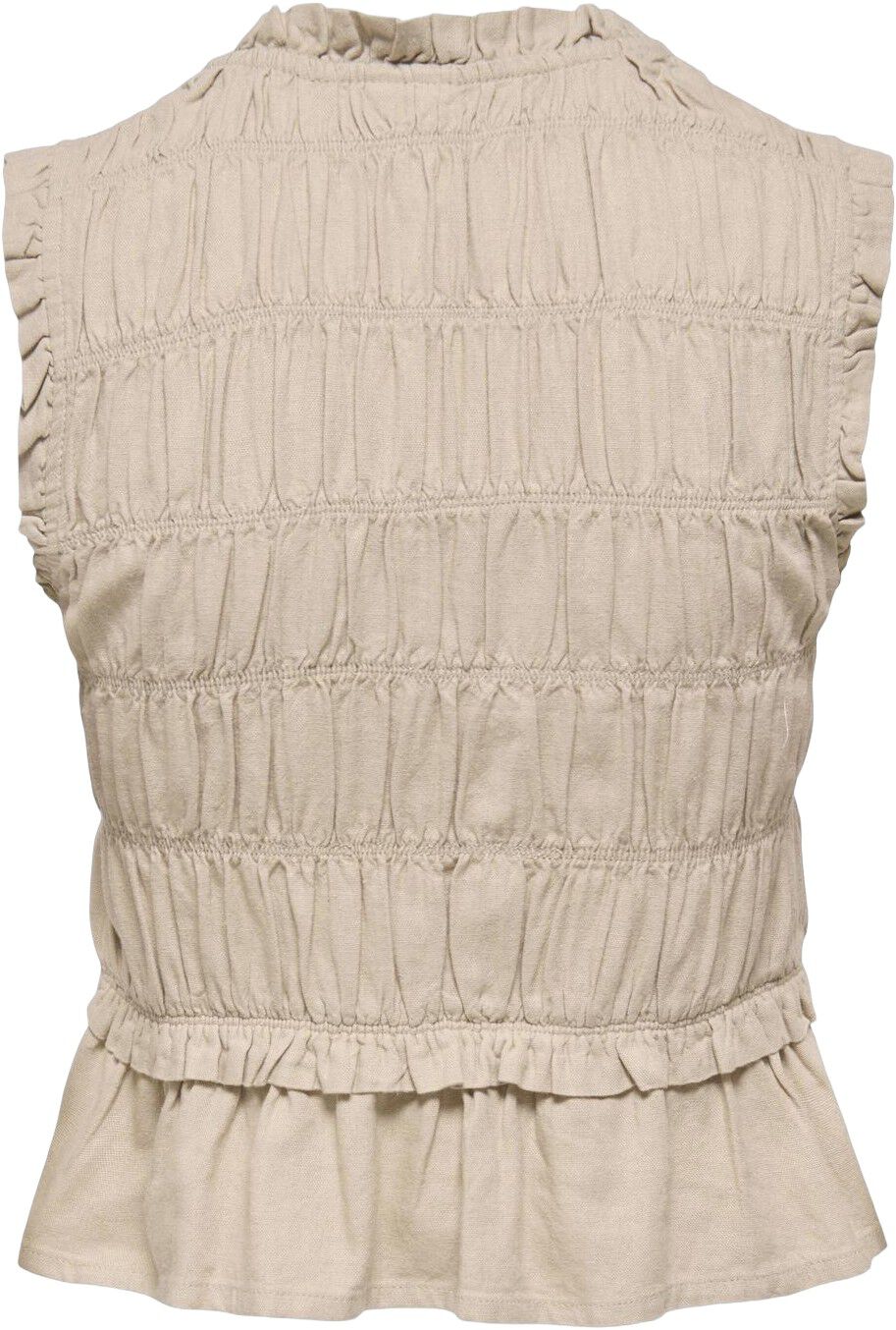 Onlgoa S/S Linen Bl Frill Top Cc Pnt