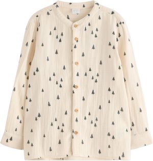 Langærmet skjorte i vævet bomuld me