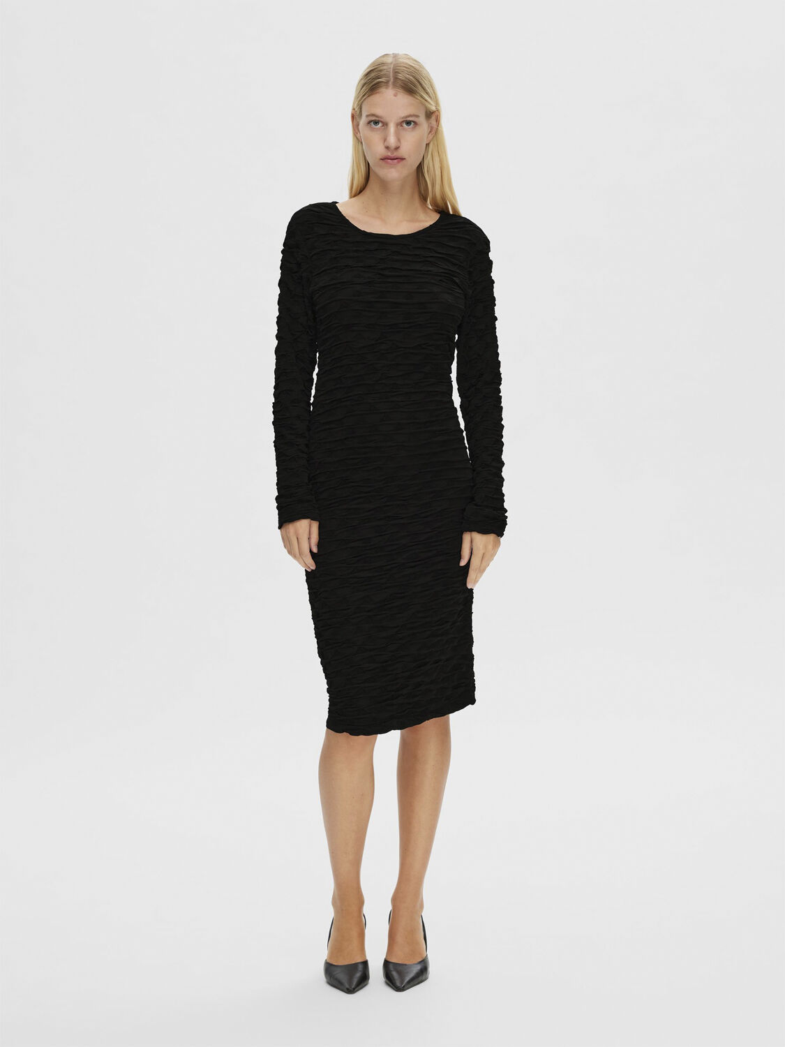 SLFLISETTE LS O-NECK MIDI DRESS EX