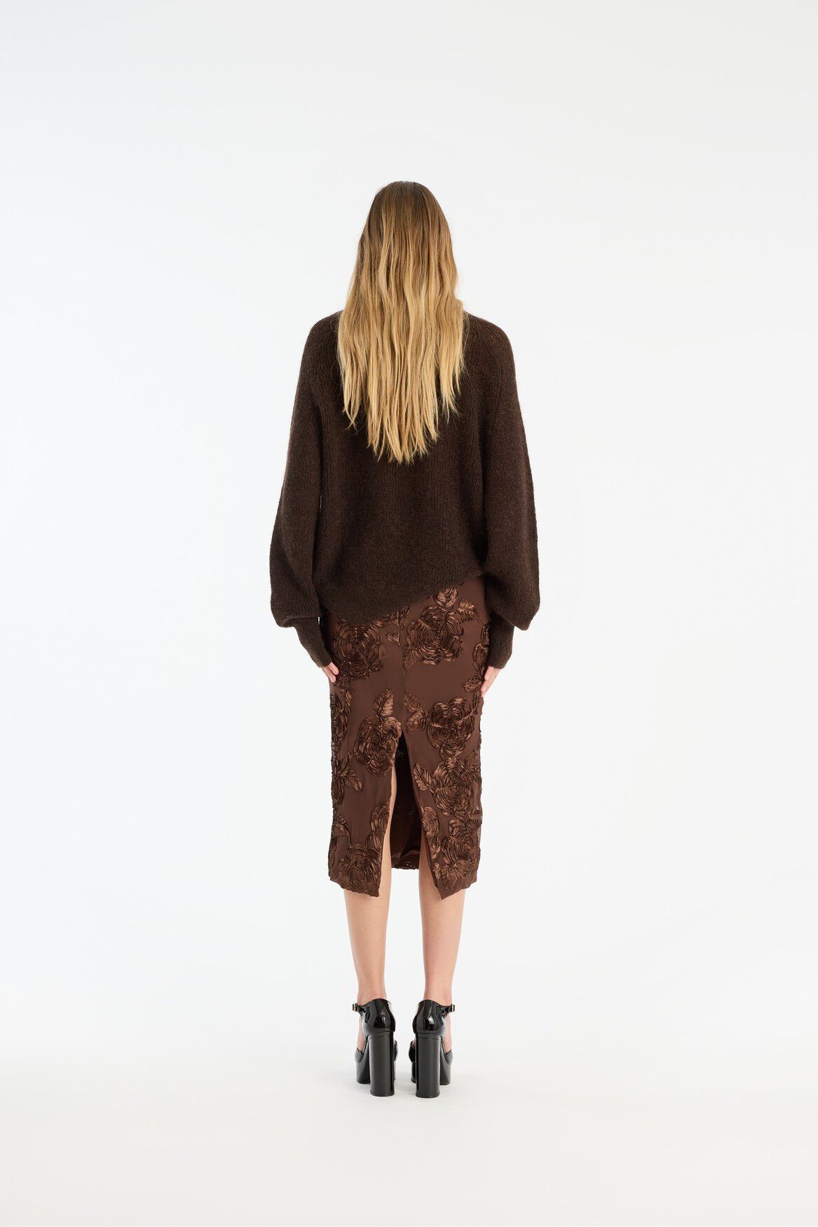 FLOWER MESH PENCIL SKIRT