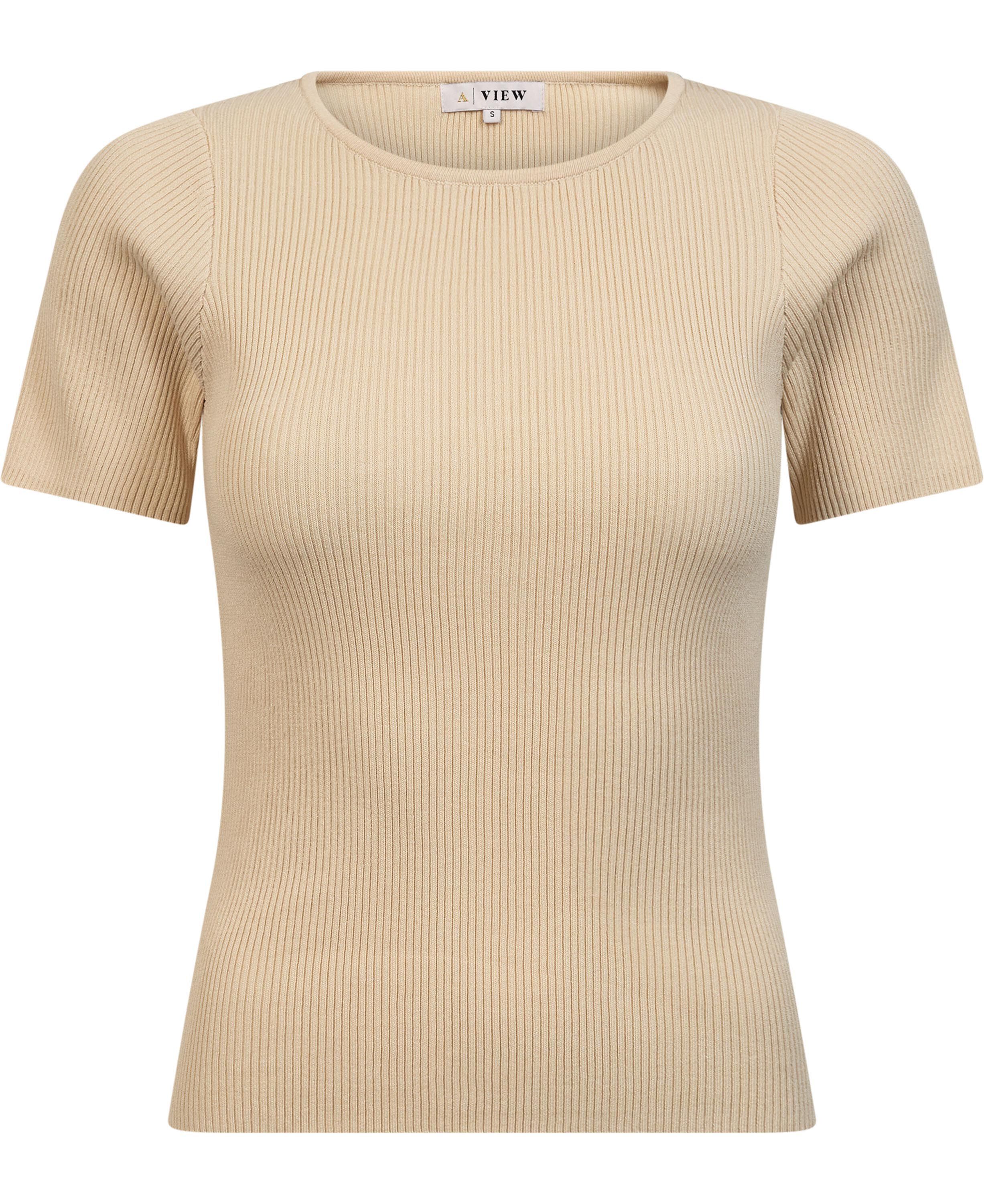 Rib knit short sleeve top