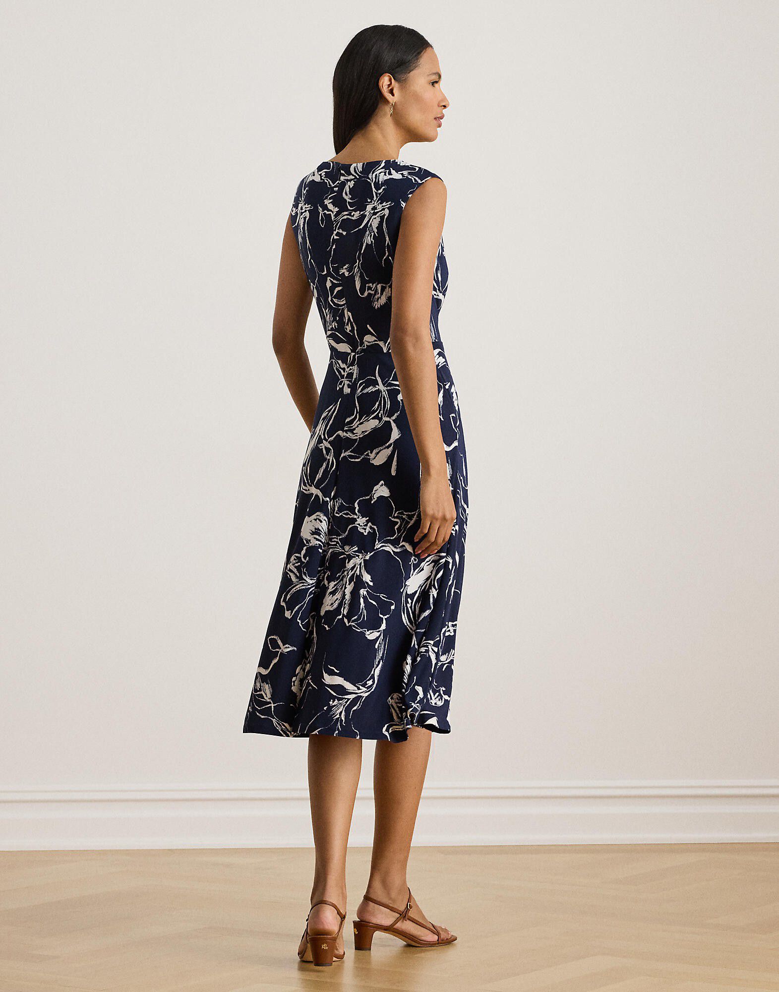 Floral Twist-Front Jersey Dress