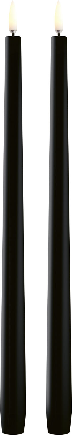 LED slim taper candle, Plain black, Smooth, 2-pack, 2,3x32 c