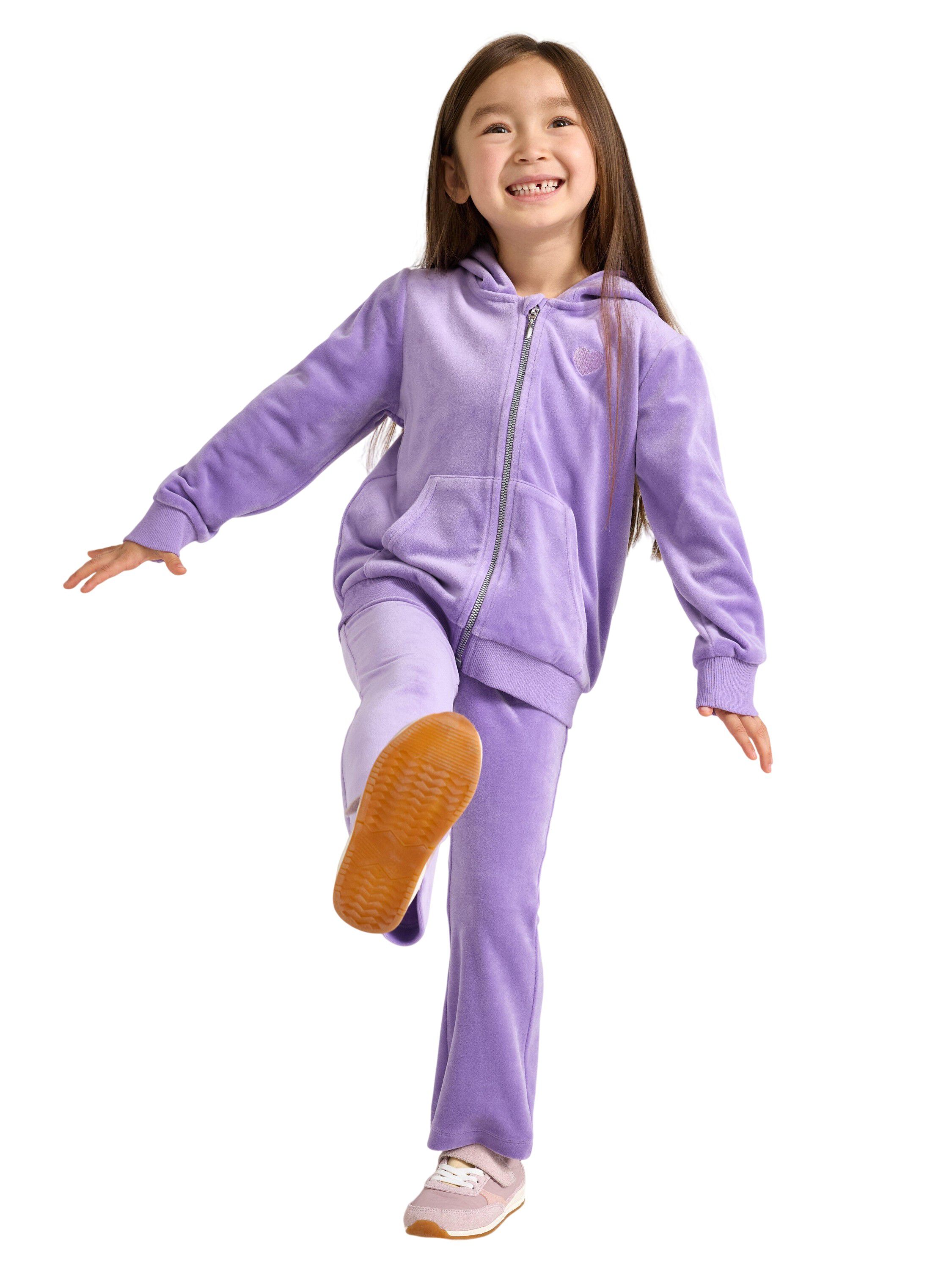 Hoodie i mjuk velour med avslappnad