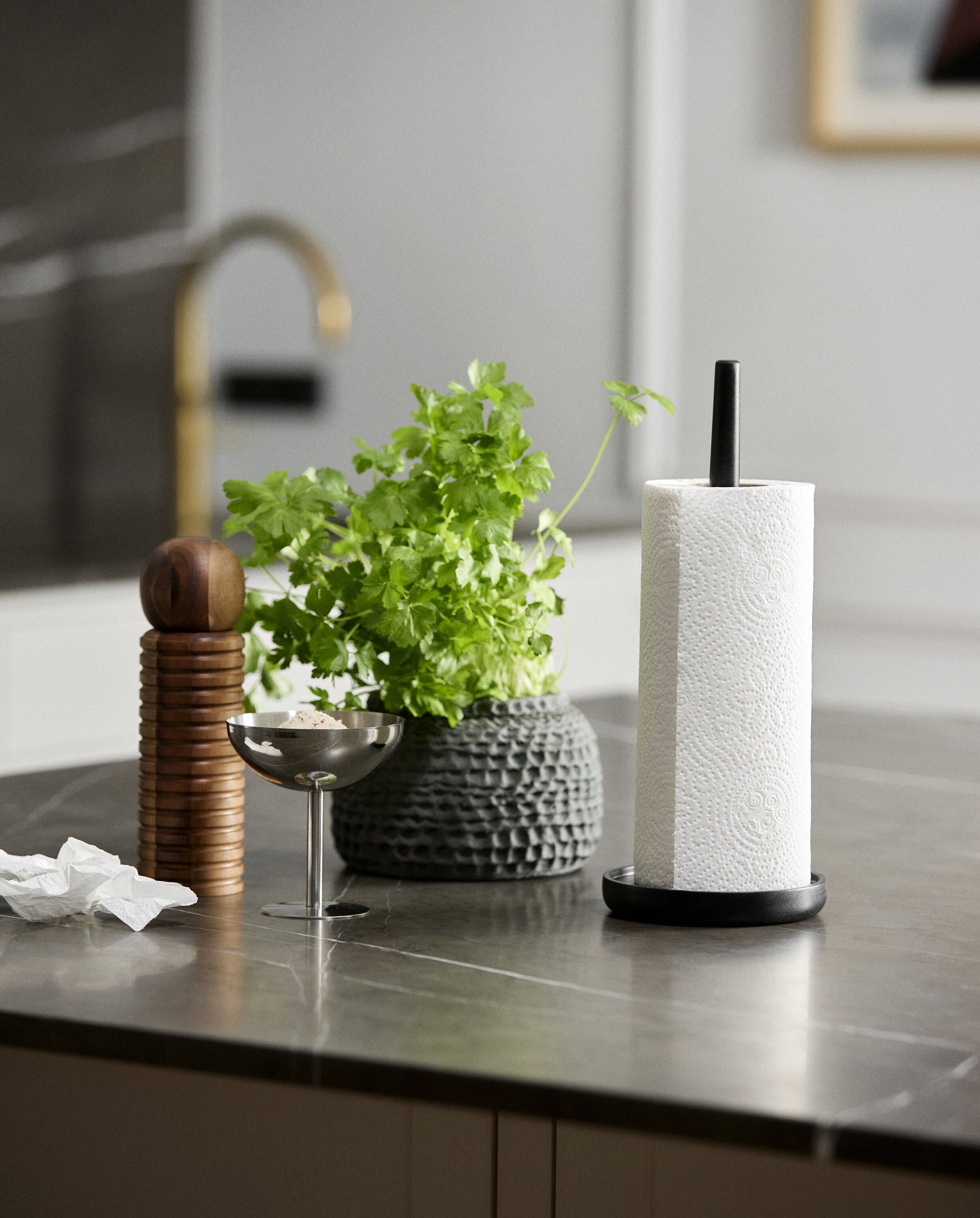 PIPER paper towel holder, wood - black