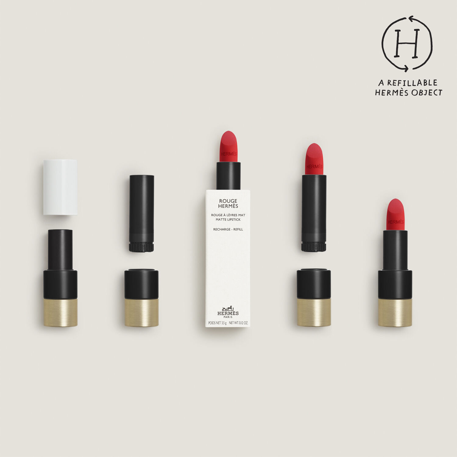 Rouge Herm&egrave;s, matte lipstick refill, Rose Bois&eacute;