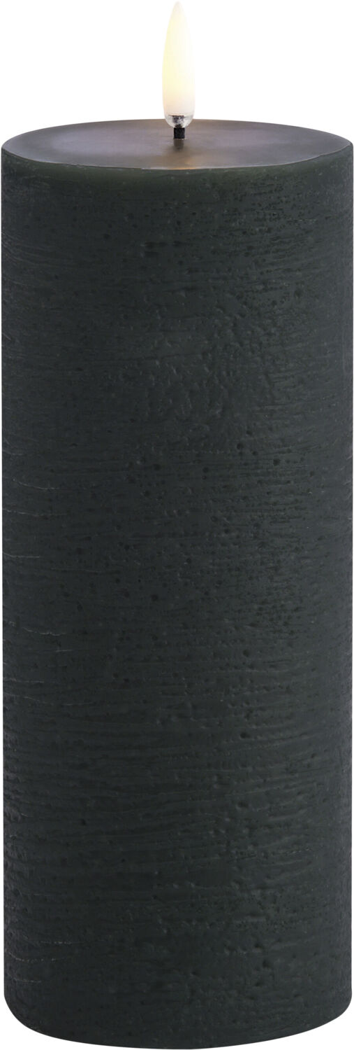 LED pillar candle, Pine green, Rustic, 7,8 x 20,3 cm (4/24)