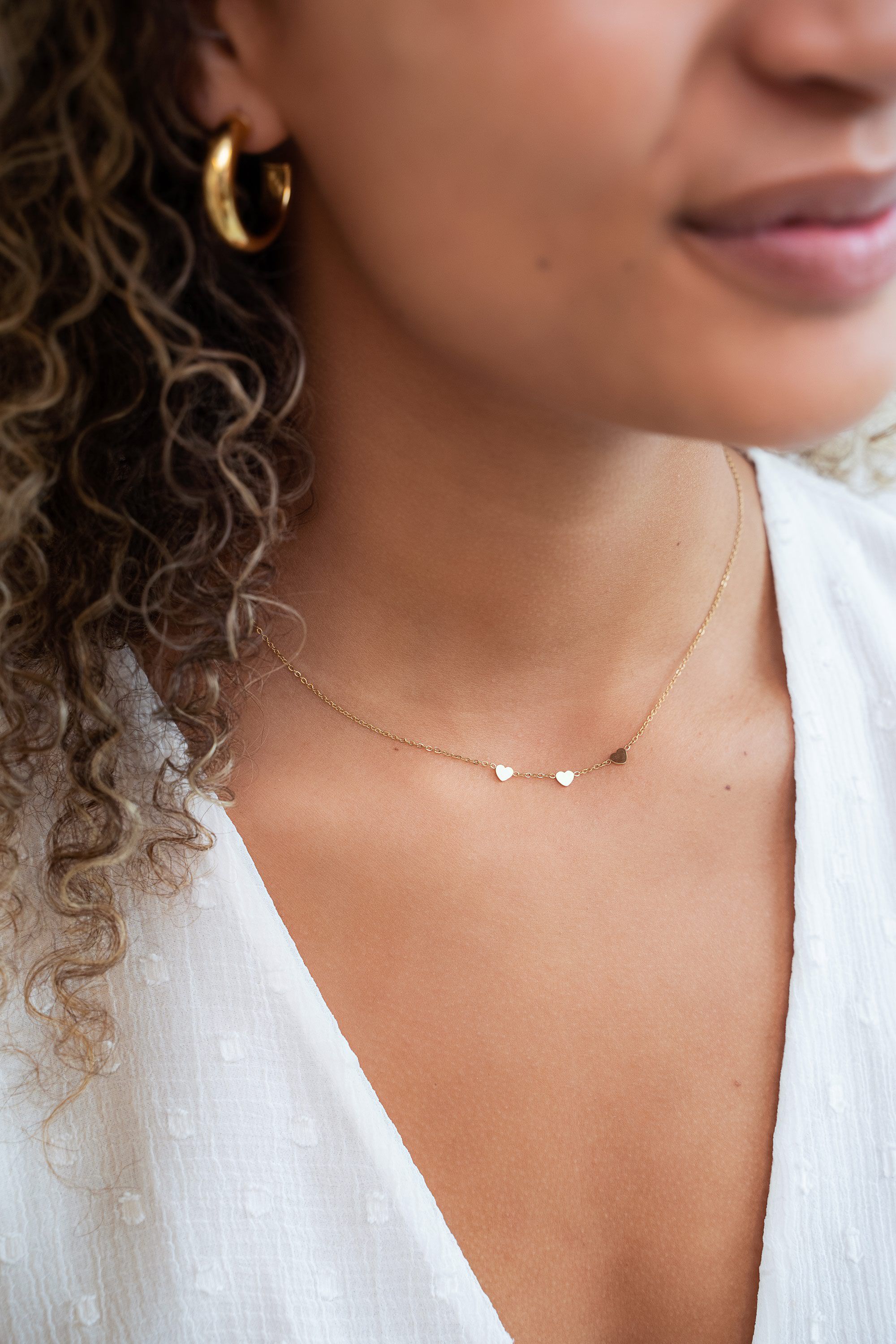 Necklace with three hearts