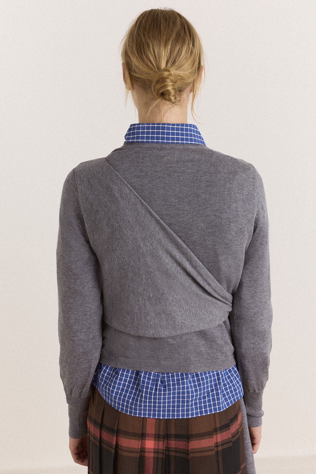 VENNA WRAP MERINO WOOL BLEND CARDIGAN - GREY