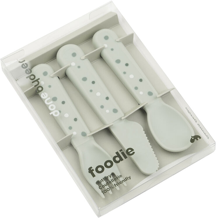 Foodie bestiksæt Happy dots Grøn