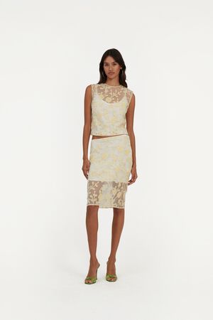 FLOWER BEADS PENCIL SKIRT