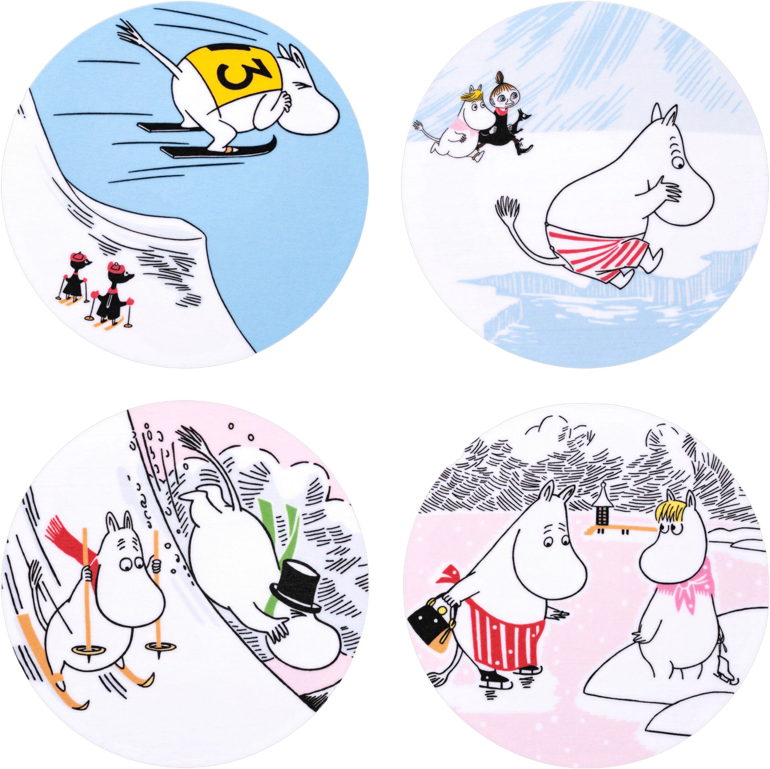 Moomin Arabia bordsk&aring;nere s&aelig;t 4stk Vinterbadning