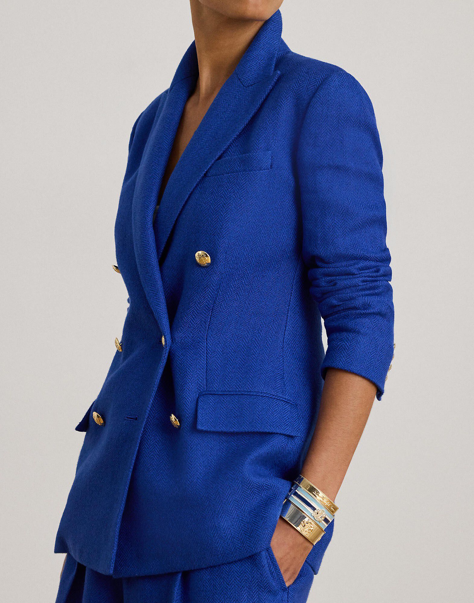 Double-Breasted Linen-Cotton Blazer