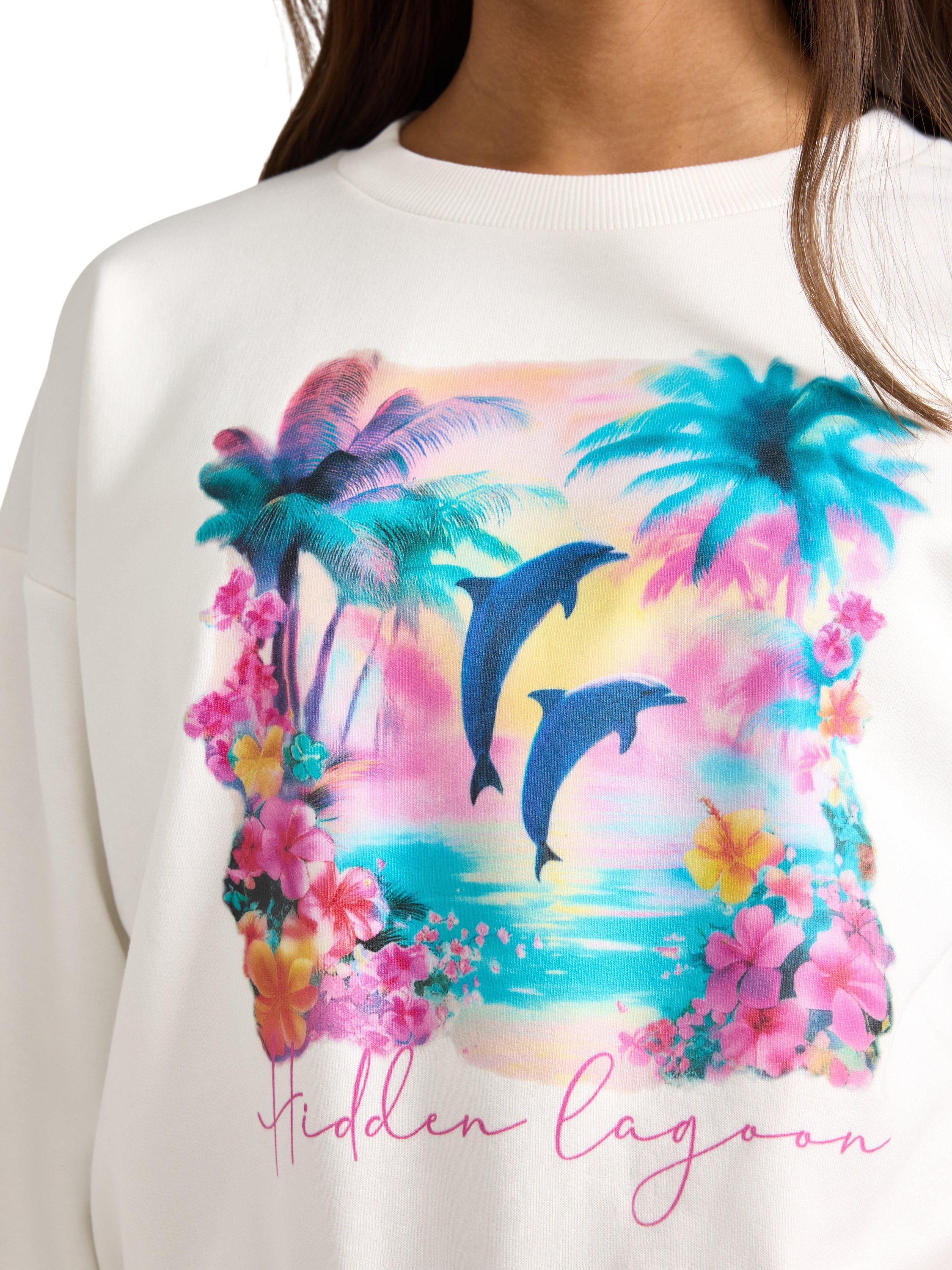 Oversized, avkortet sweatshirt med