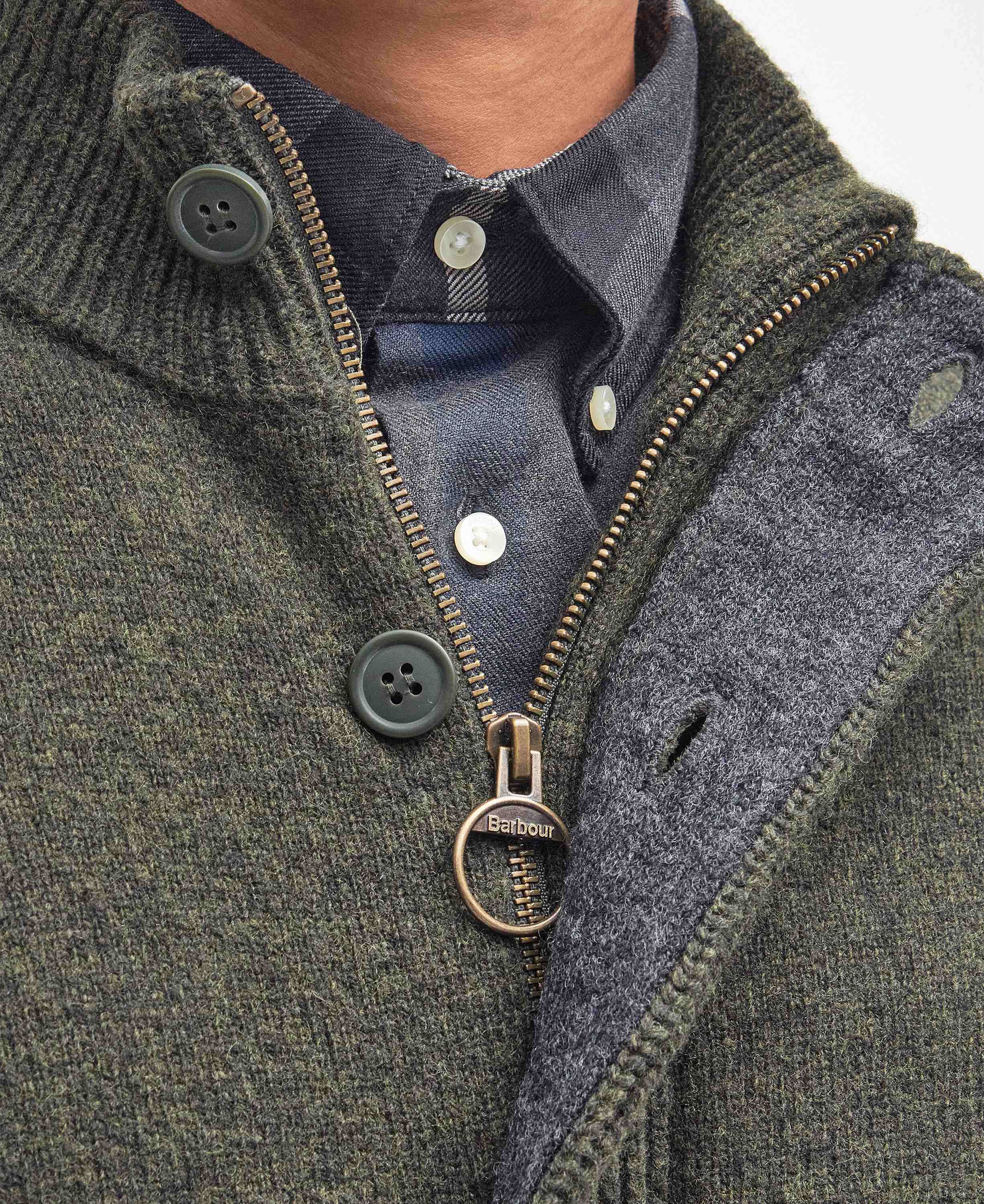 Barbour Essent Patch Zip Through Knitted Jumper Through Knit