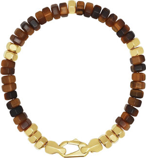 Men's Hexagon Beaded Bracelet with Tiger Eye and Gold