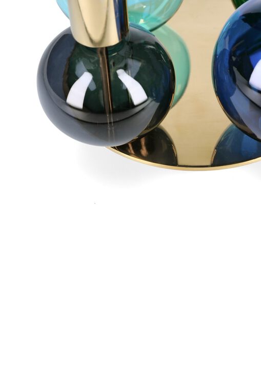 Bubble 4-armet lysestage Ø17. 5 cm blå/grøn