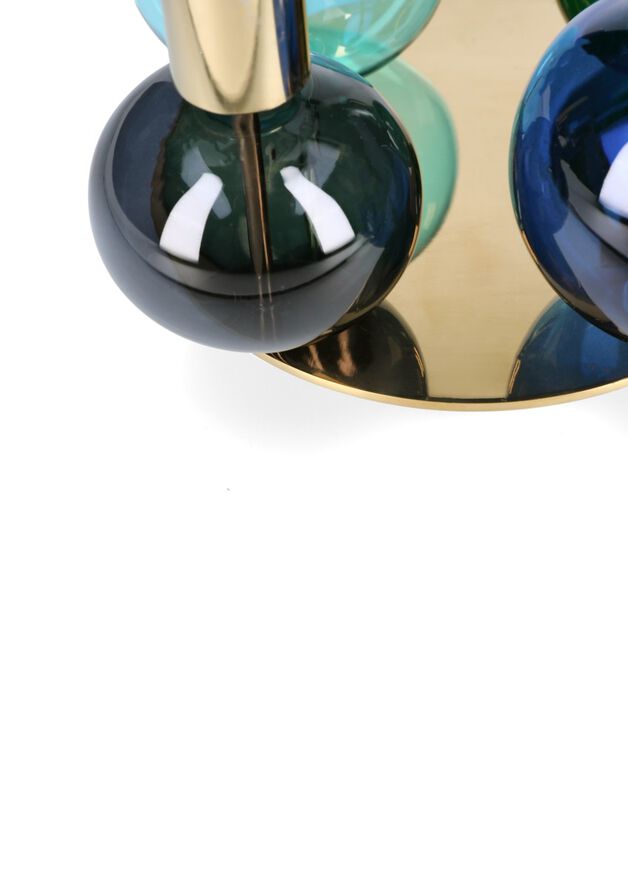 Bubble 4-armet lysestage Ø17. 5 cm blå/grøn