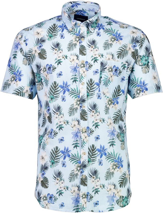 Printed cotton/linen shirt S/S