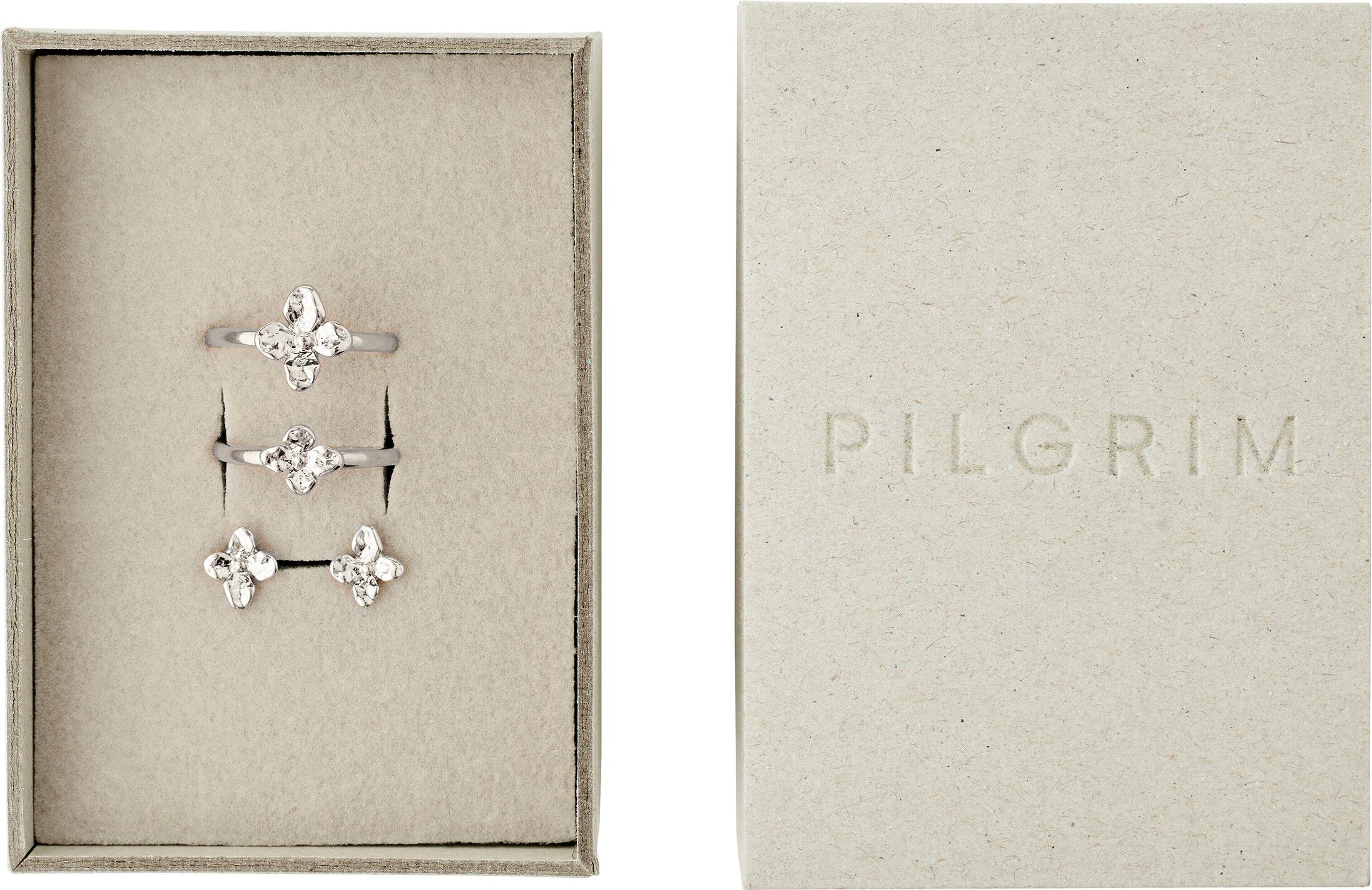 SANINE gift set, rings & earstuds, silver-plated