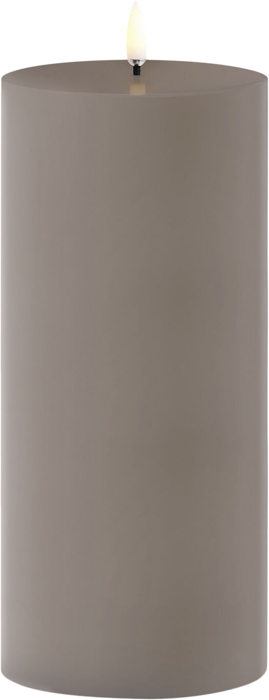 Outdoor LED pillar candle, Sandstone, 8,4x20 cm