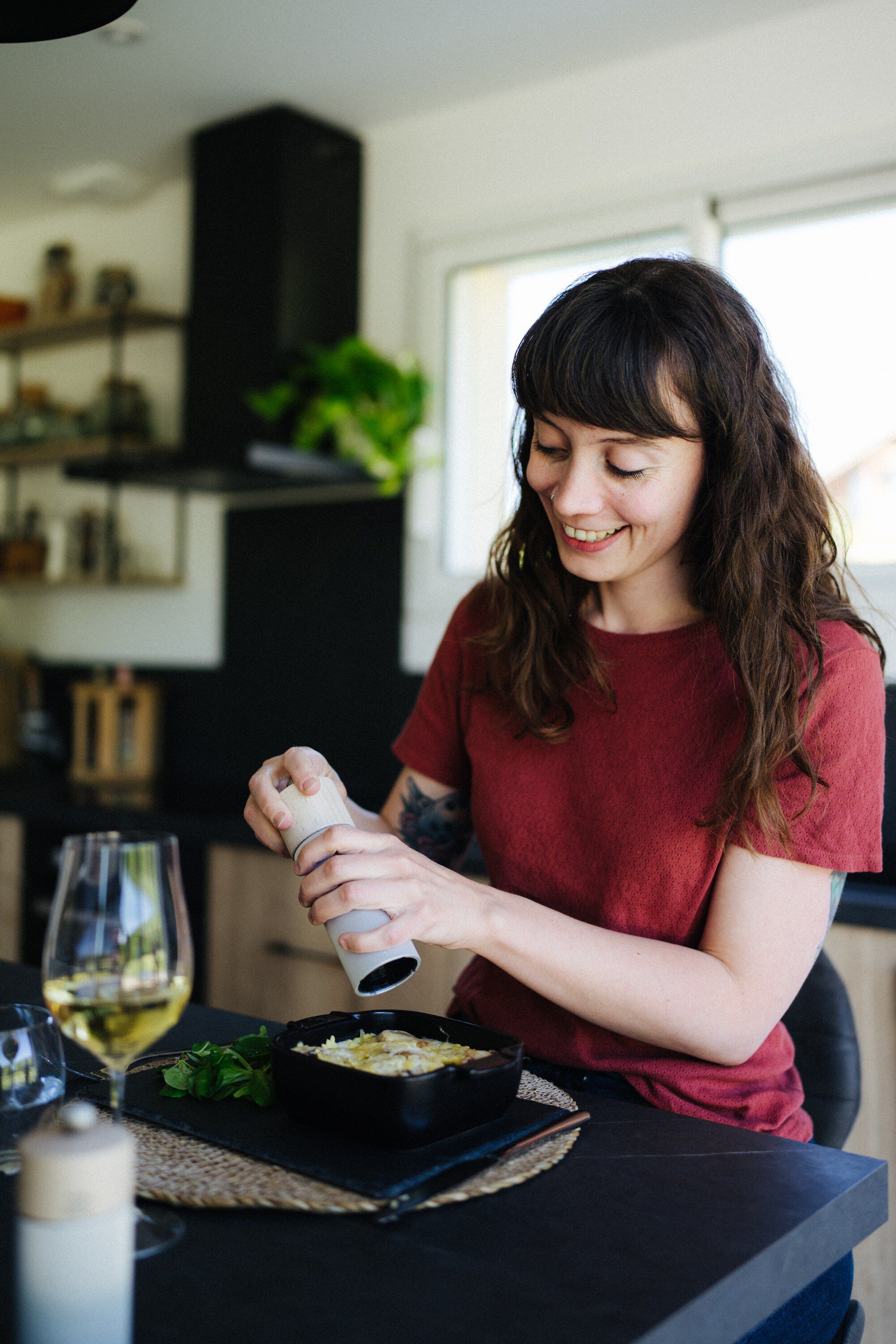 Pepperkvern Line 5 x 18 cm Natur/gr&aring; Aluminium/B&oslash;k