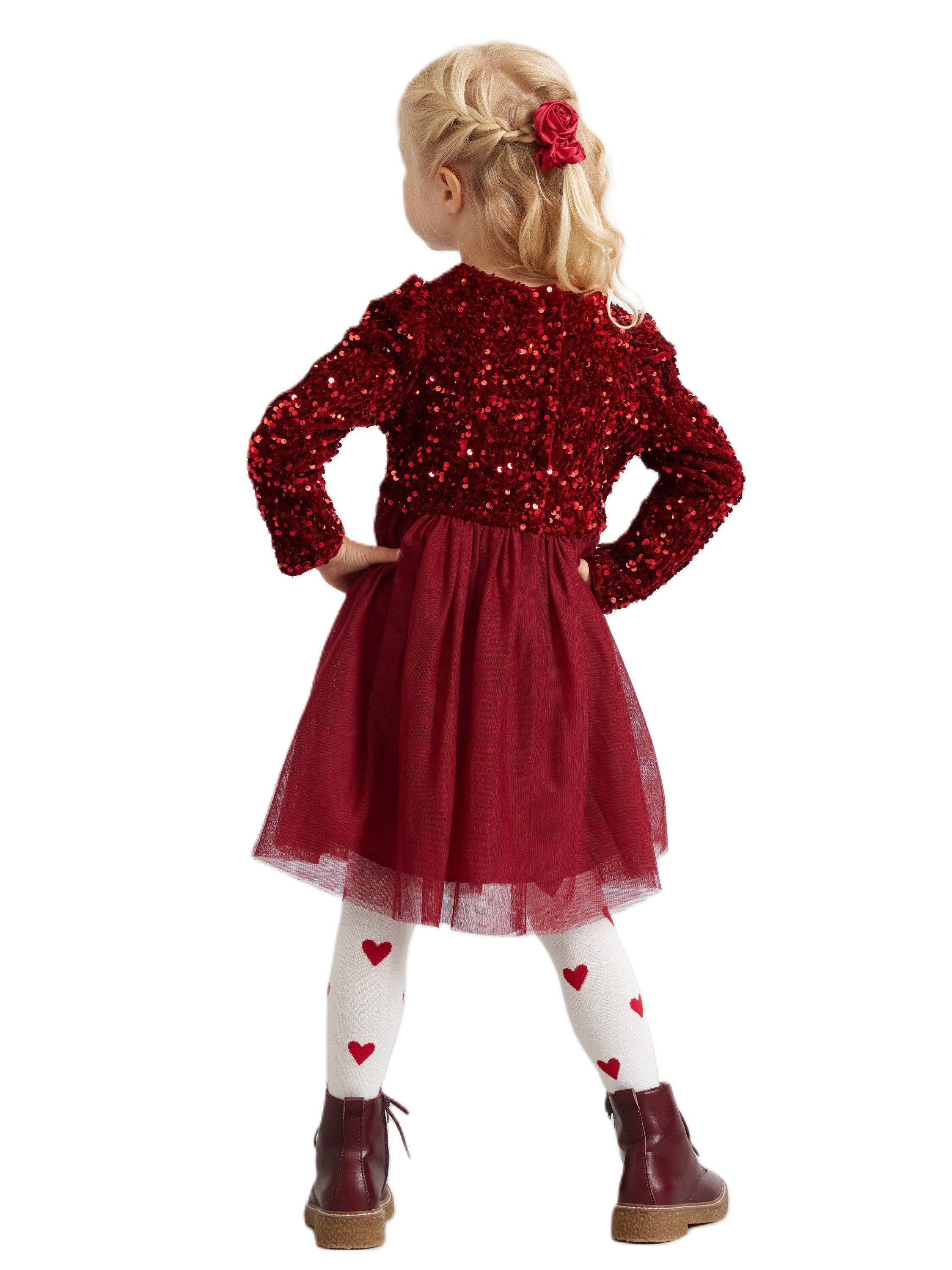 Festive long sleeve dress with a se