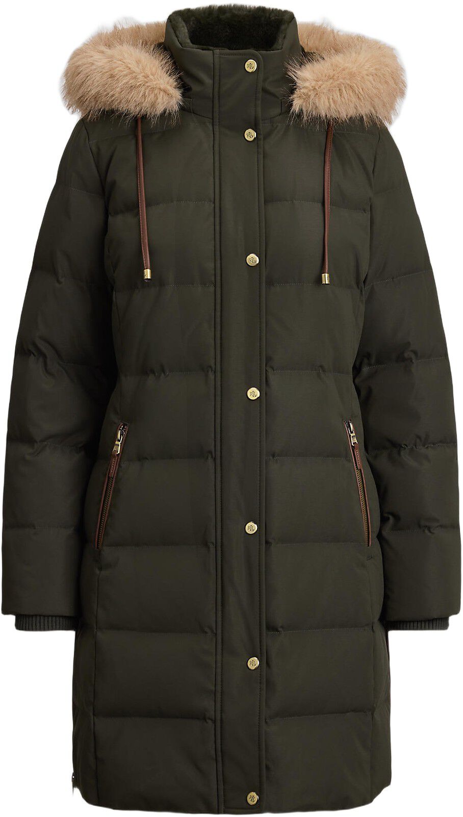 Faux-Fur-Trim Hooded Down Coat