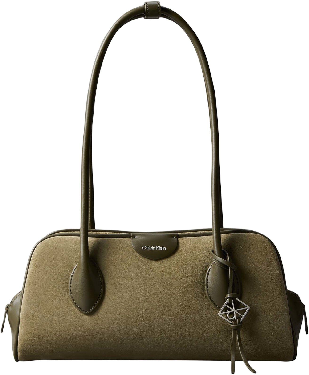 Suede Emblem Logo Shoulder Bag