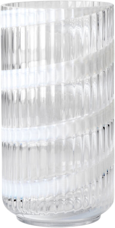 Lyngby Vase H20. 5 cm swirl hvid mundbl&aelig;st glas