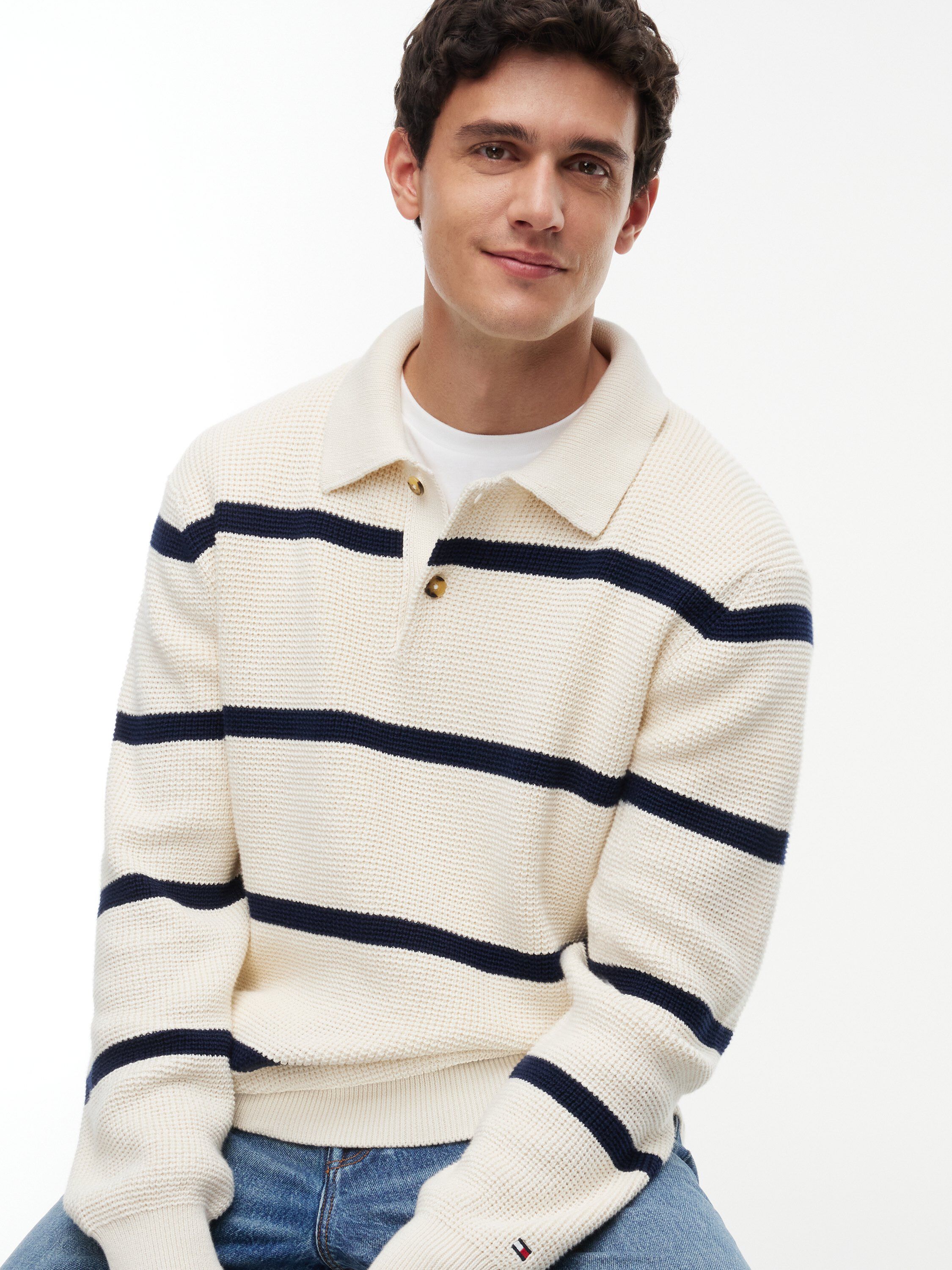 Waffle Knit Relaxed Rugby Jumper