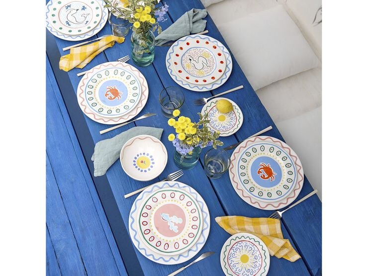 Tallerken flat Bliss 22 cm Blå/Koral/Rosa/Grønn Keramikk