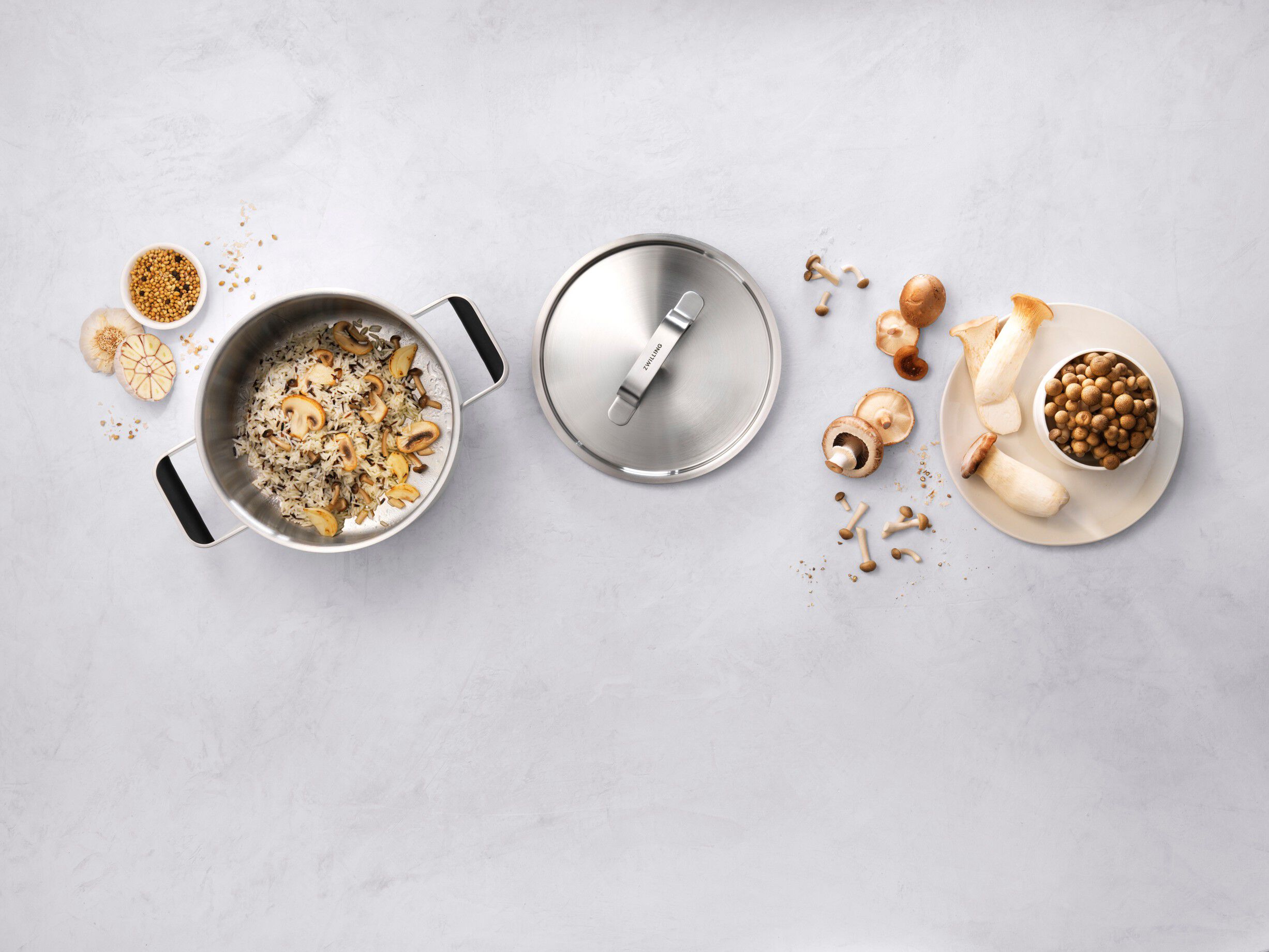 Gryde- og pandes&aelig;t, 3-dele, 18/10 rustfrit st&aring;l