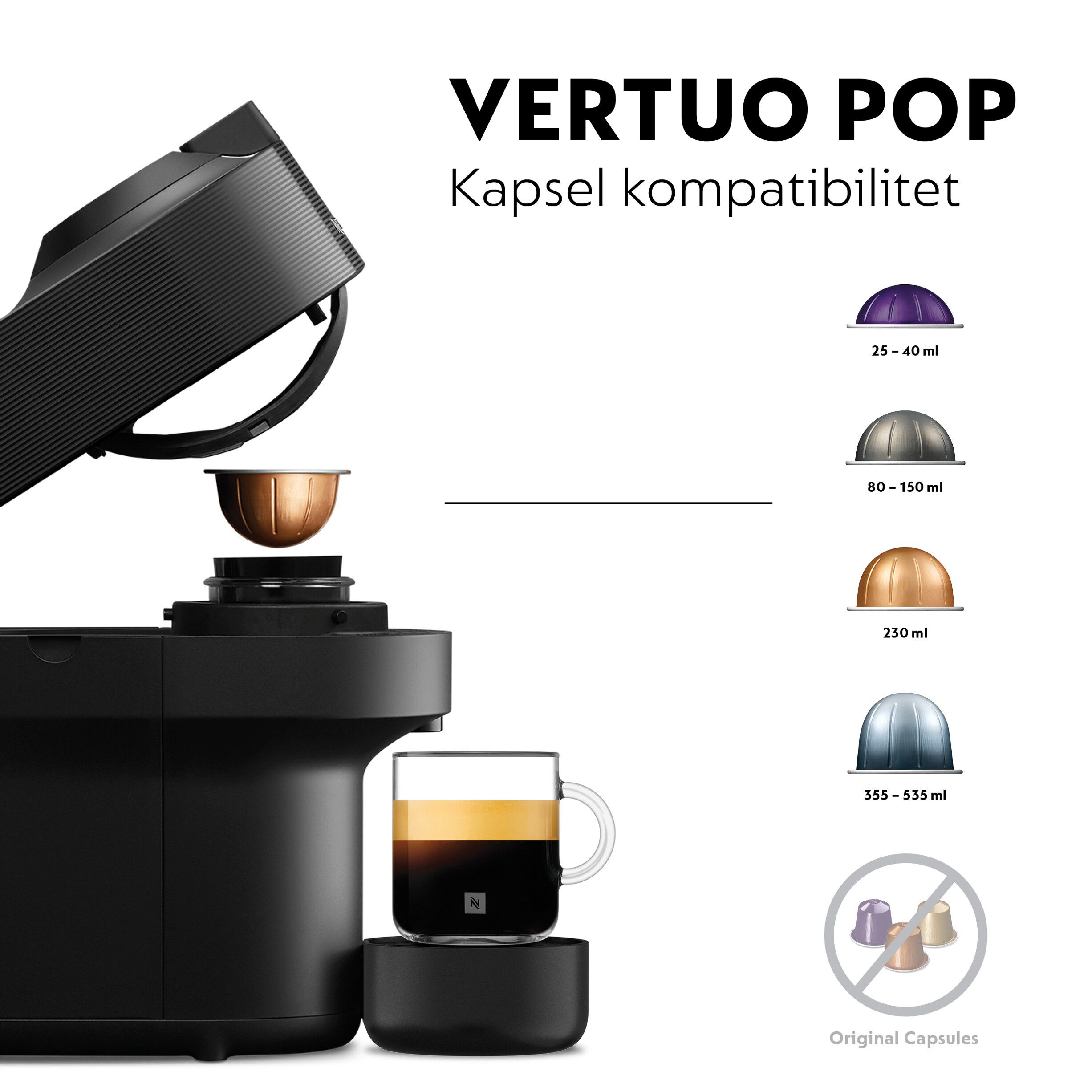 Nespresso Vertuo Pop coffee machine fraDeLonghi, Liquorice Bl