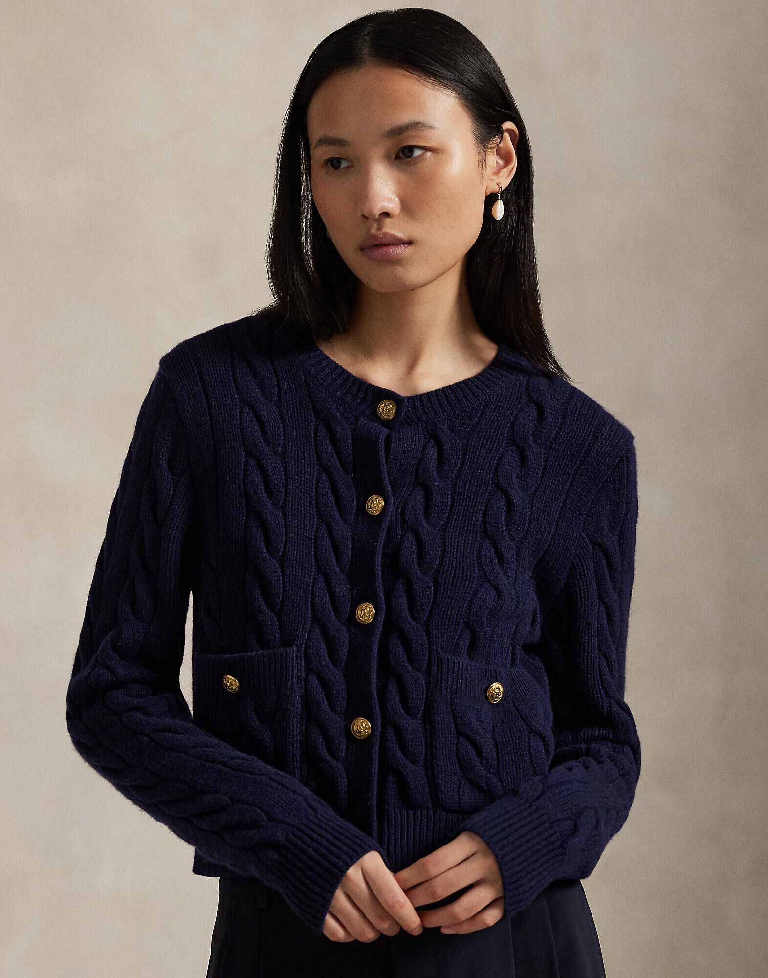 Cable Wool-Cashmere Cardigan